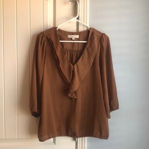 Loft Top | Brown V Neck